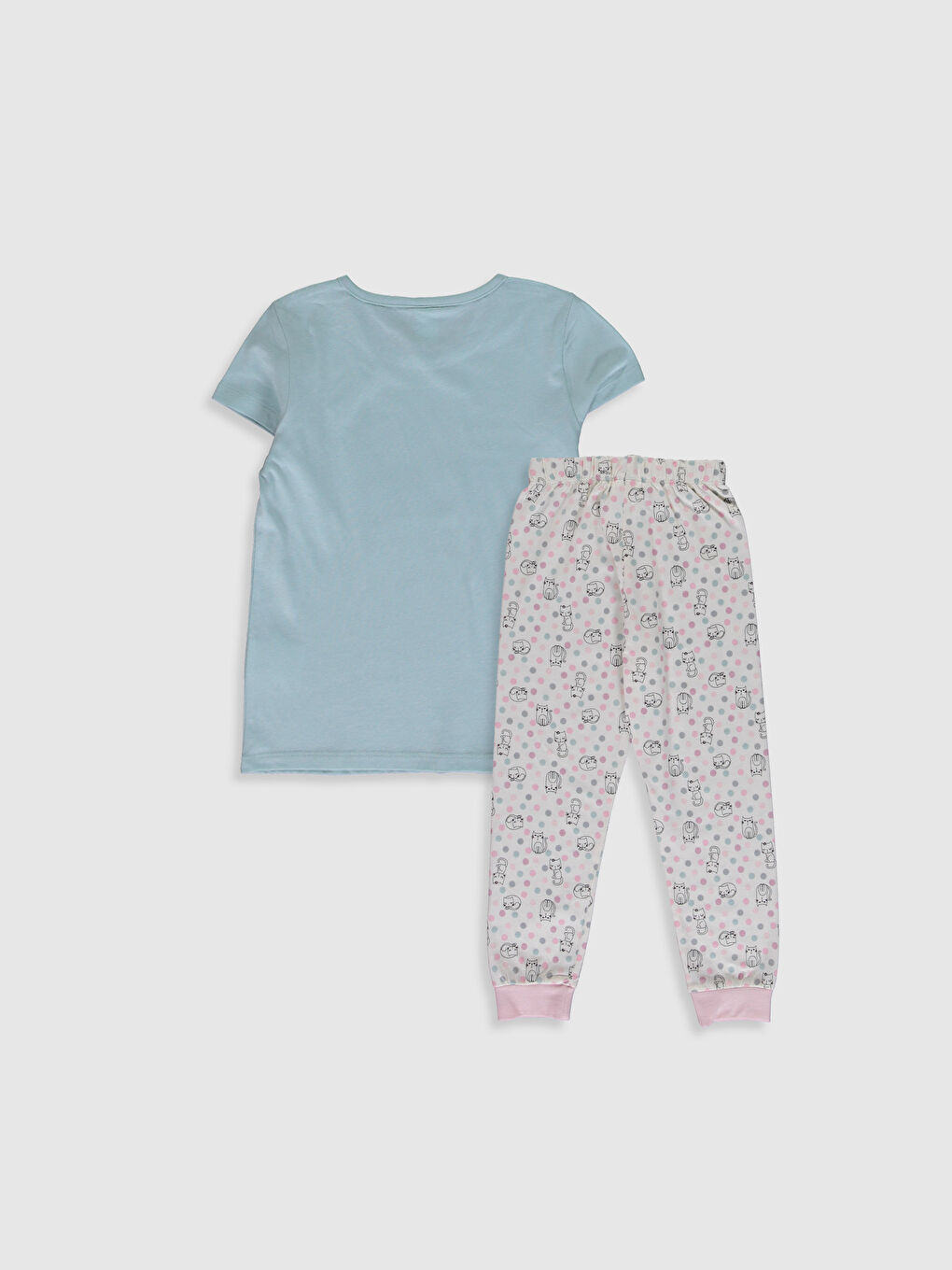 Yeşil Bisiklet Yaka Baskılı Kısa Kollu Kız Çocuk Pijama Takımı-1