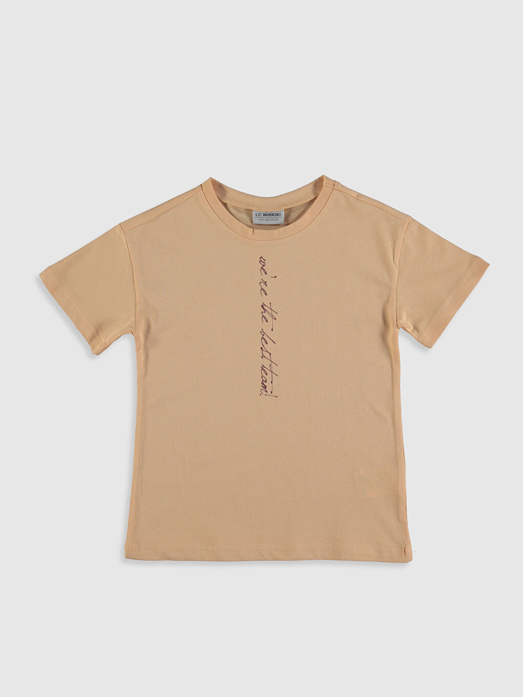 Turuncu Kız Çocuk Yazı Baskılı Pamuklu Tişört Anne Kız Kombini