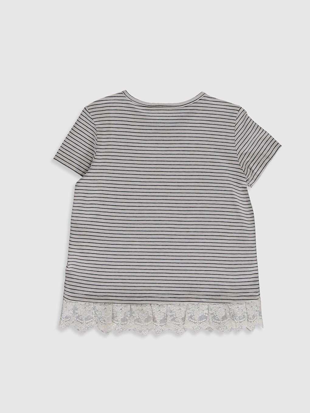 Siyah Bisiklet Yaka Kısa Kollu Kız Çocuk Tişört-1