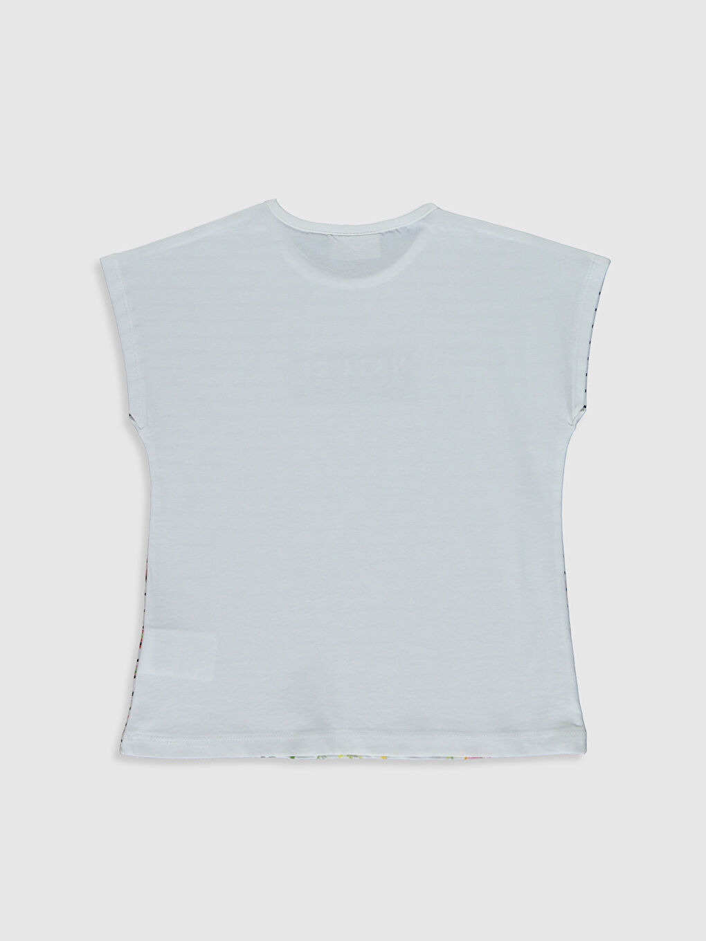 Beyaz Bisiklet Yaka Kısa Kollu Kız Çocuk Tişört-1