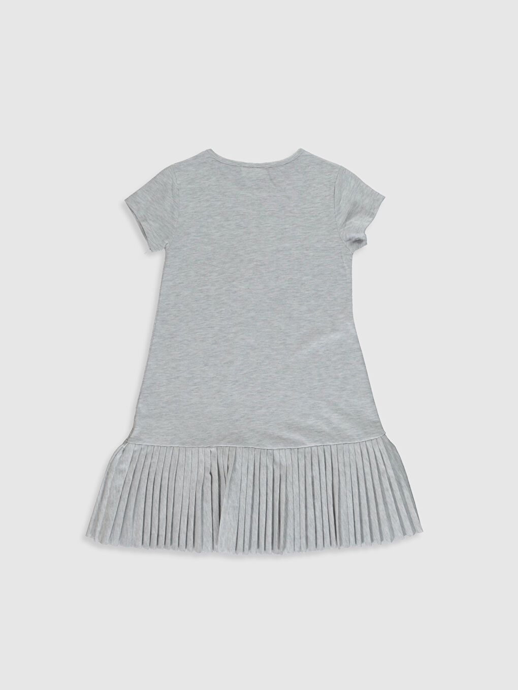 Gri Bisiklet Yaka Kısa Kollu Kız Çocuk Elbise-3