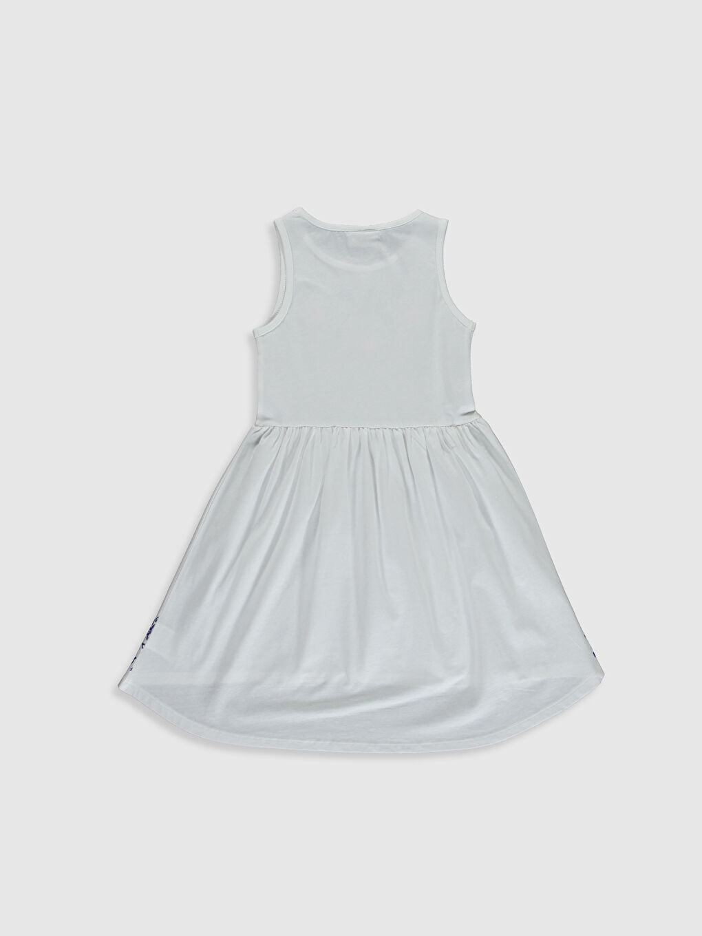 Beyaz Bisiklet Yaka Kız Çocuk Elbise-1