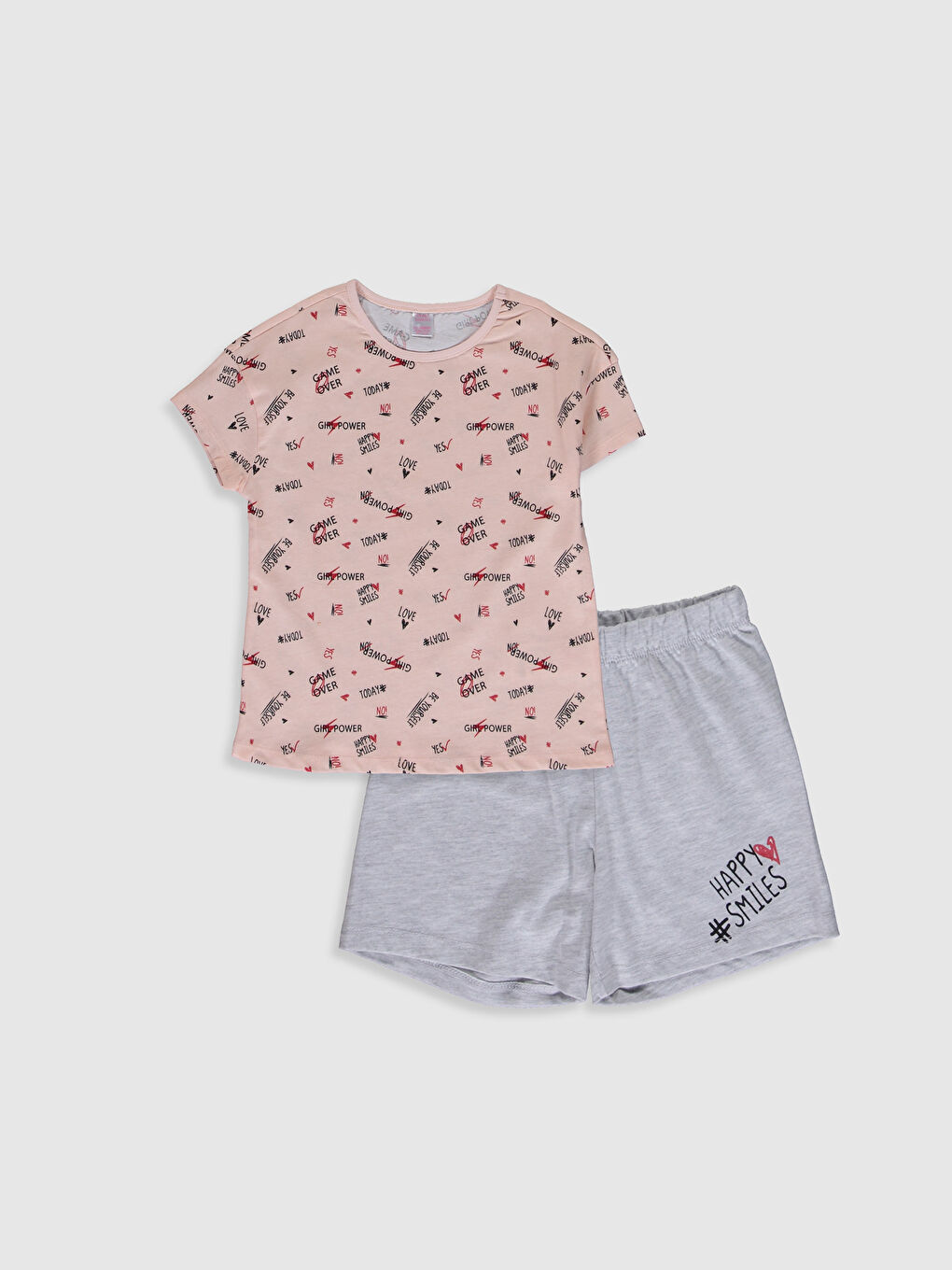 Crew Neck Short Sleeve Girls' Pyjama Set