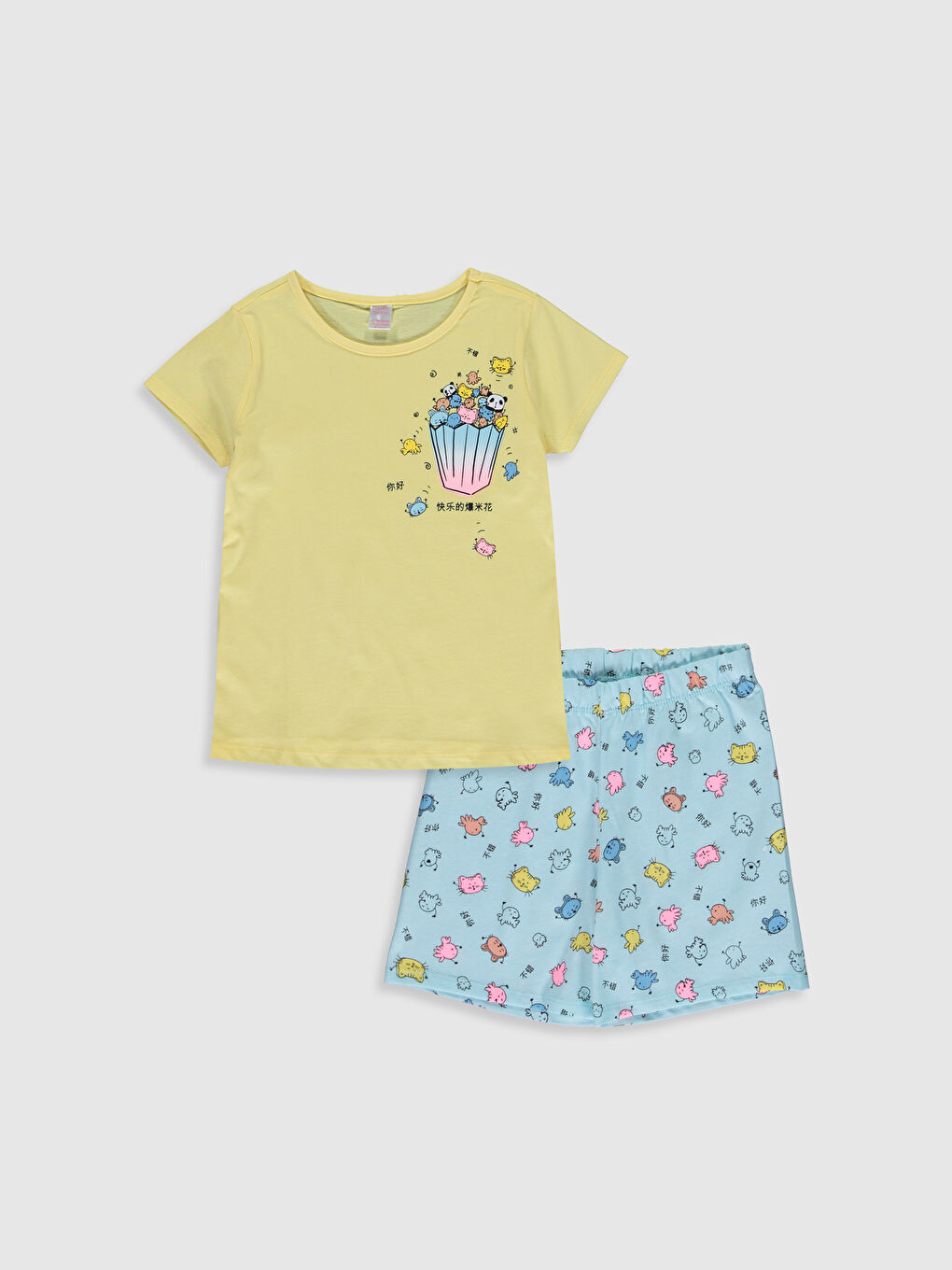 Піжамний комплект для дівчаток з круглим вирізом горловини та коротким рукавом