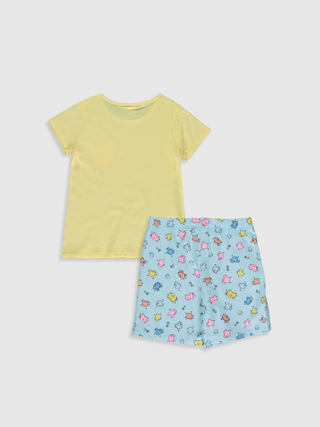 Піжамний комплект для дівчаток з круглим вирізом горловини та коротким рукавом-1