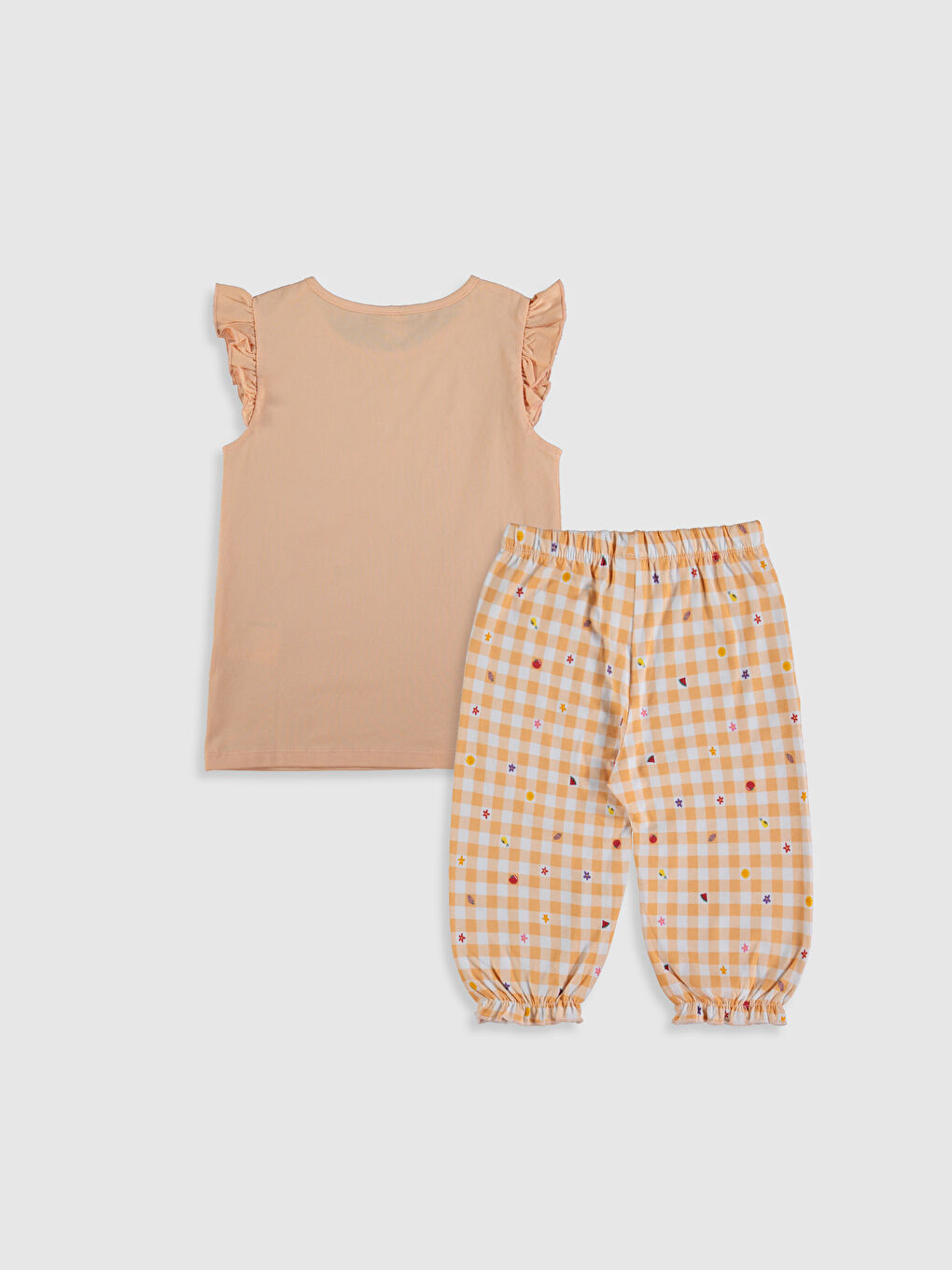 Pembe Bisiklet Yaka Kısa Kollu Kız Çocuk Pijama Takım-1