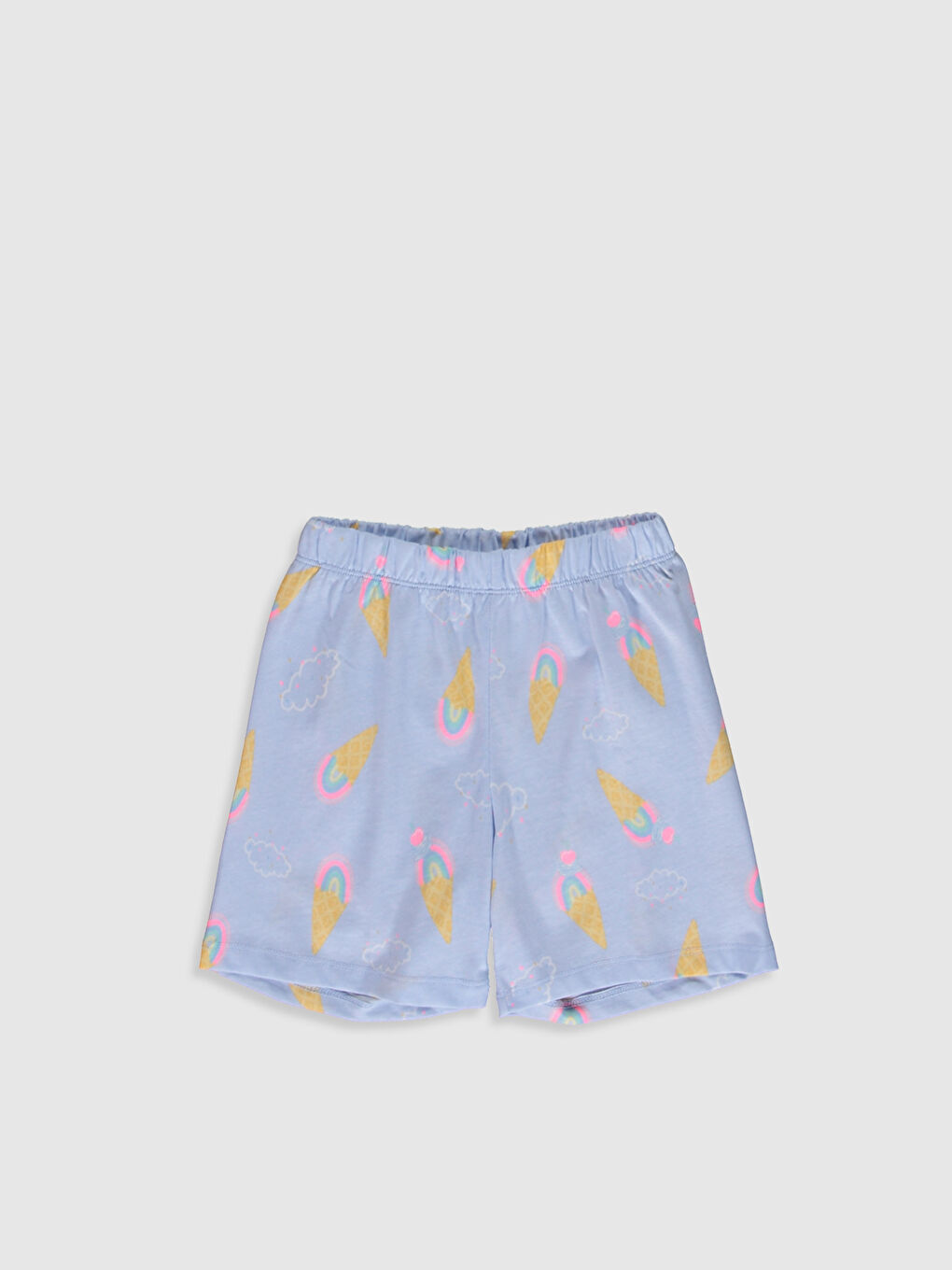 Mavi Bisiklet Yaka Kısa Kollu Kız Çocuk Pijama Takım-3