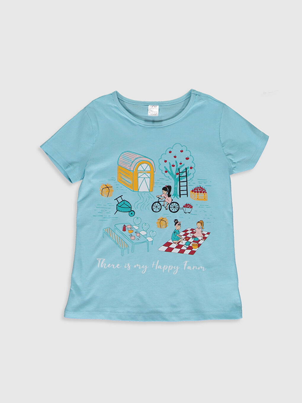 Turkuaz Bisiklet Yaka Kısa Kollu Kız Çocuk Pijama Takım-2