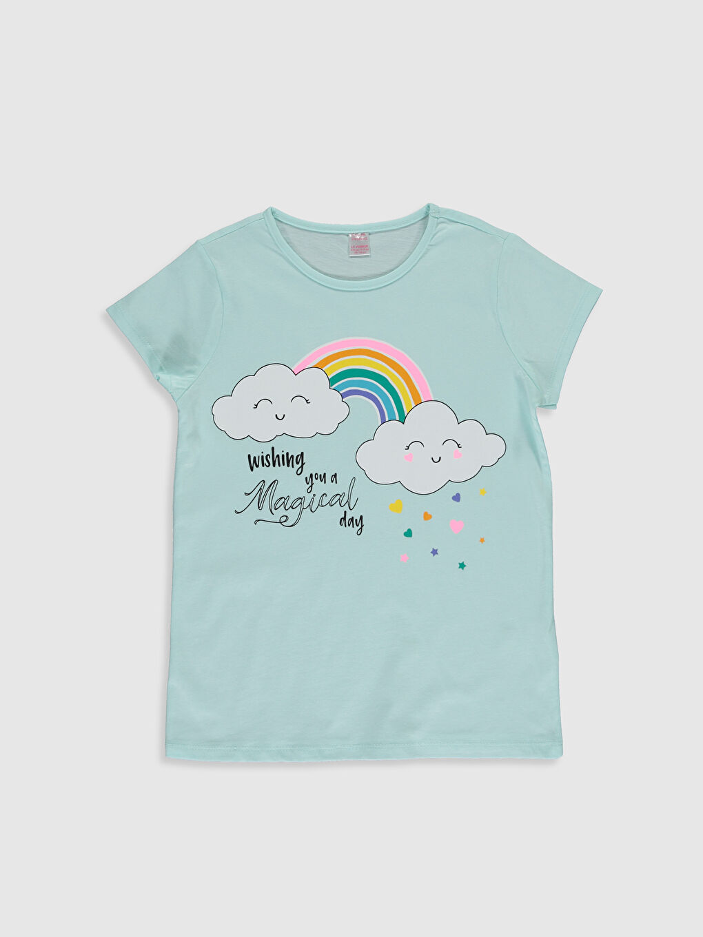 Turkuaz Bisiklet Yaka Kısa Kollu Kız Çocuk Pijama Takım-2