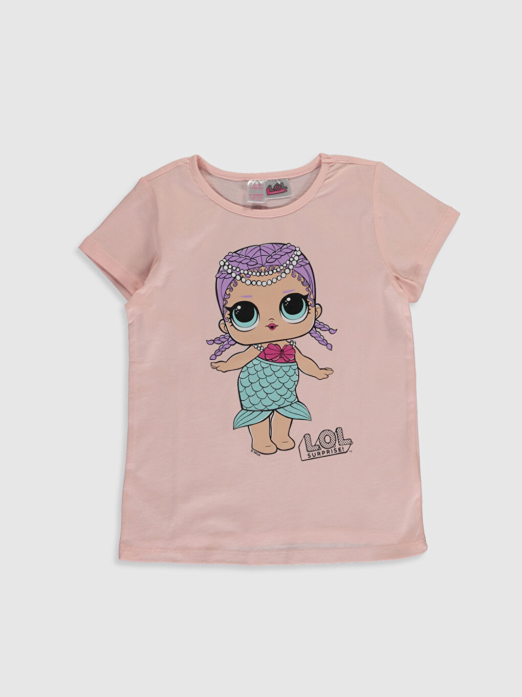 Pembe Bisiklet Yaka LOL Surprise OMG Lisanslı Kısa Kollu Kız Çocuk Pijama Takımı-2