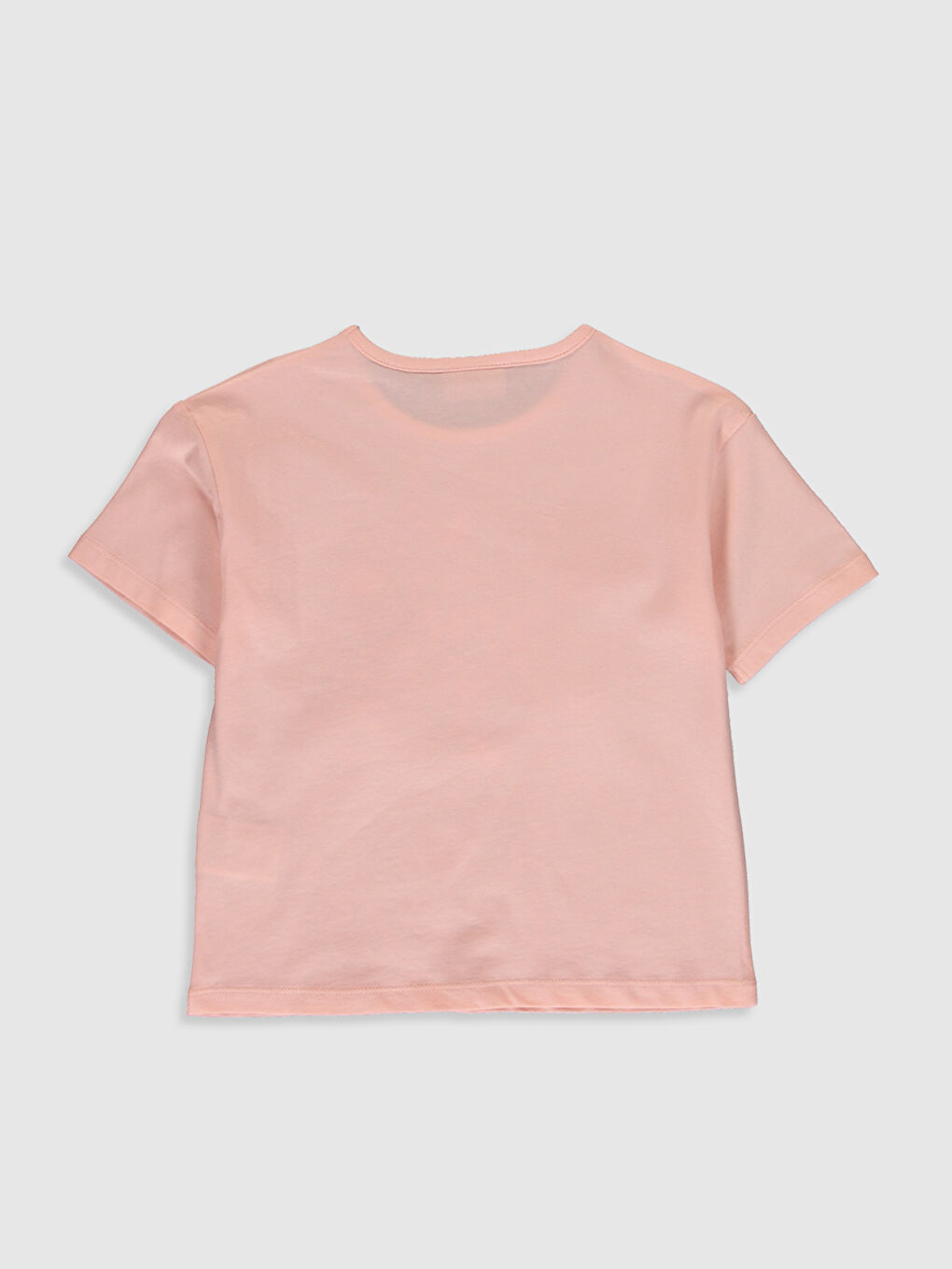 Pembe Bisiklet Yaka Kısa Kollu Kız Çocuk Tişört-1