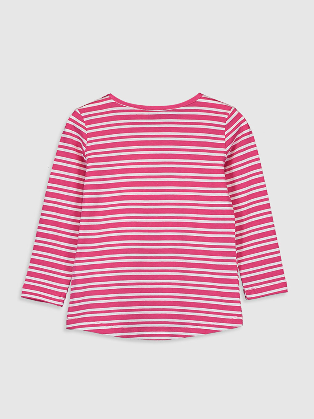Pembe Bisiklet Yaka Uzun Kollu Kız Çocuk Tişört-1