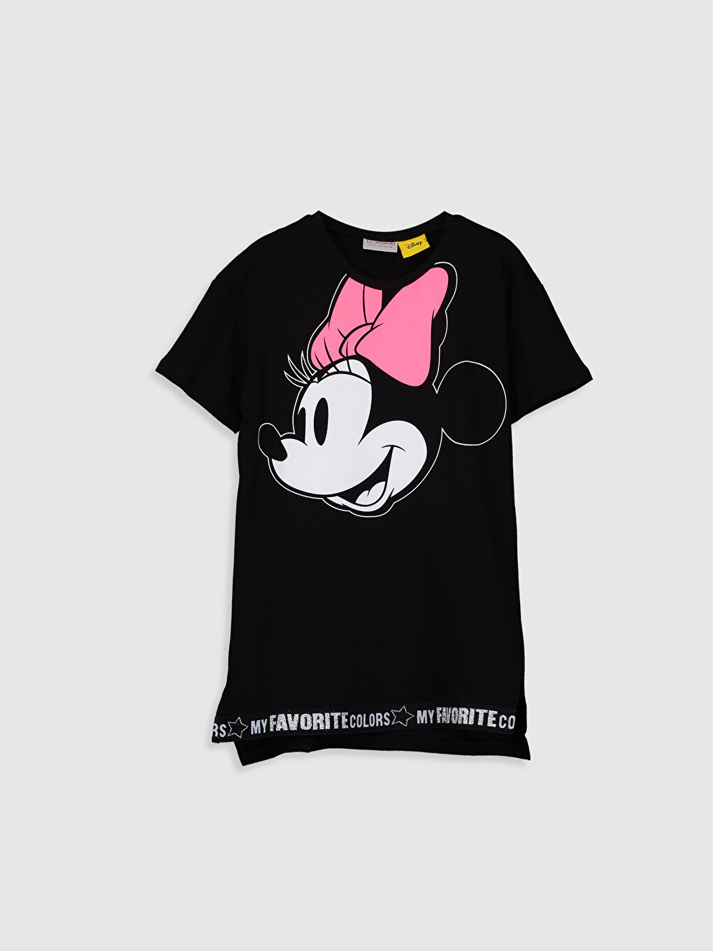 Siyah Bisiklet Yaka Kısa Kollu Kız Çocuk Tişört