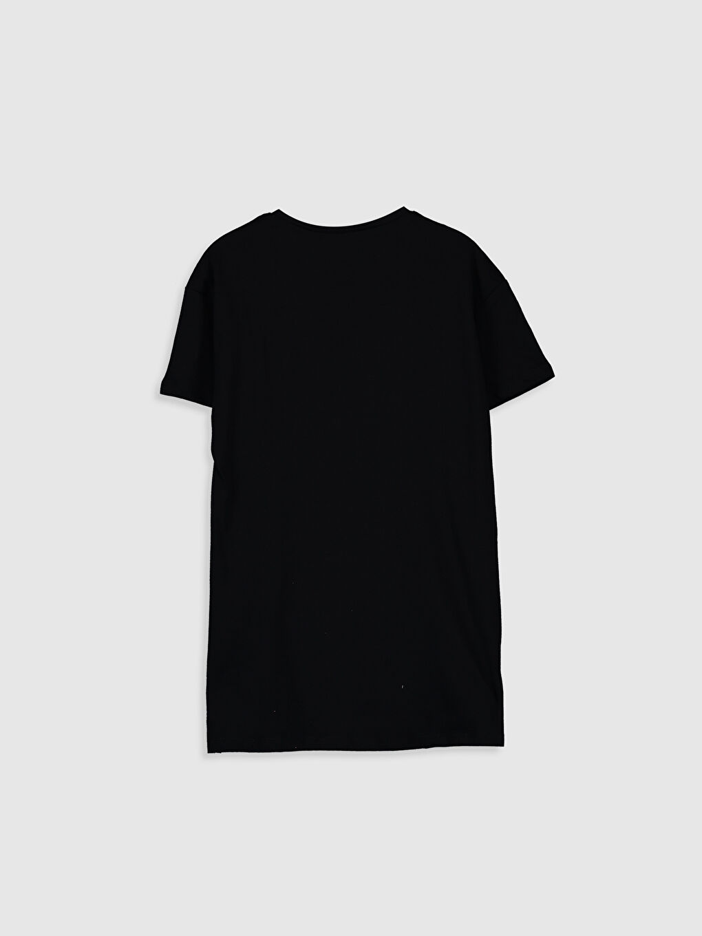 Siyah Bisiklet Yaka Kısa Kollu Kız Çocuk Tişört-1