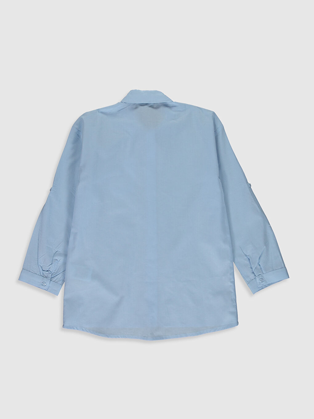 Mavi Uzun Kollu Poplin Kız Çocuk Gömlek-1