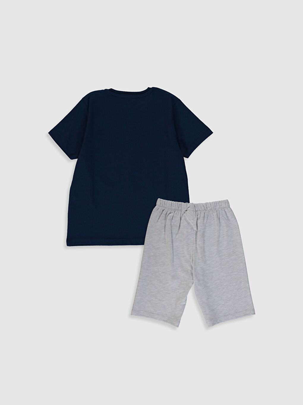 Gri Bisiklet Yaka Kısa Kollu Erkek Çocuk Pijama Takım-7