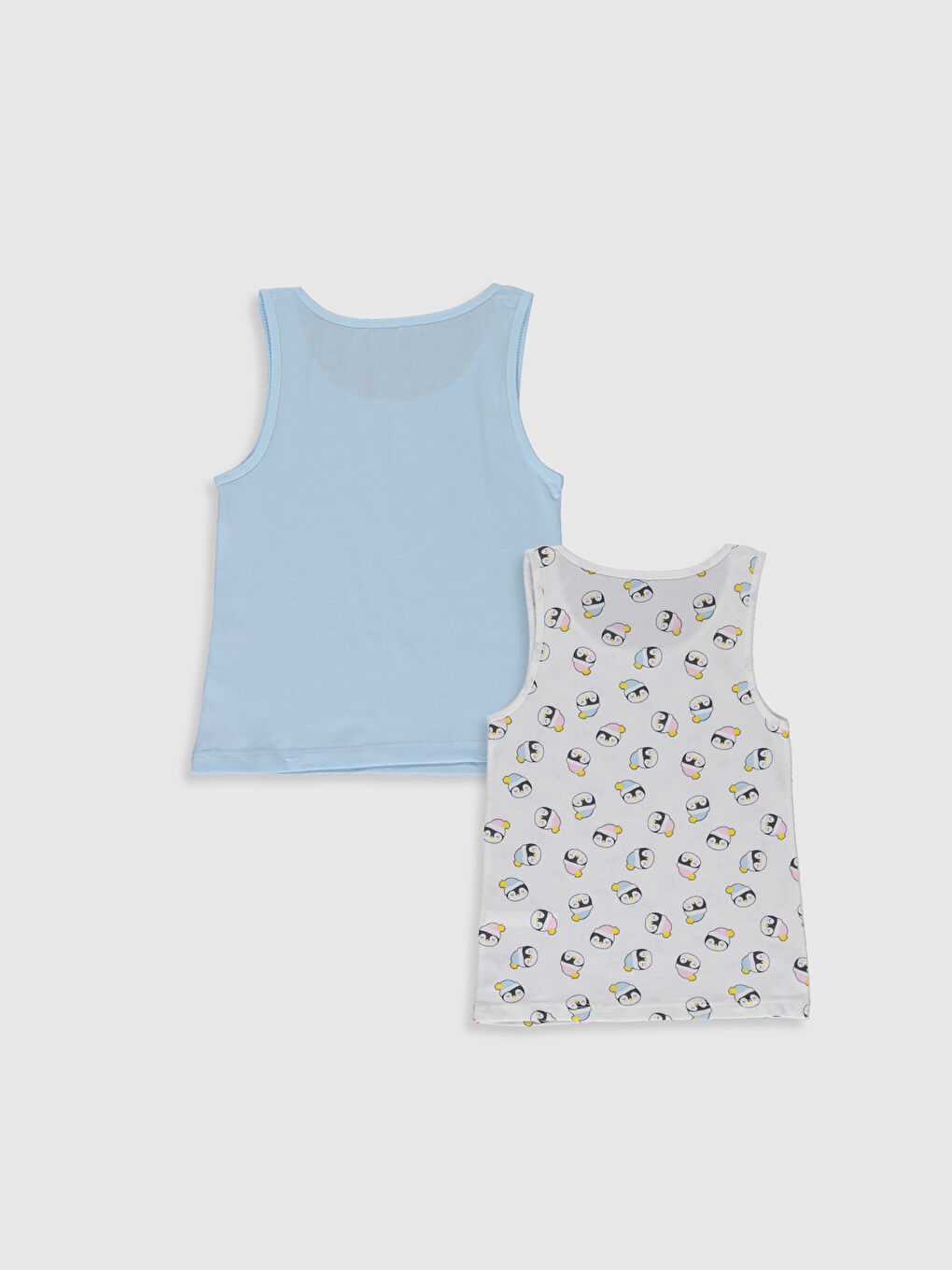 Mavi Bisiklet Yaka Baskılı Kız Çocuk Atlet 2'li-1