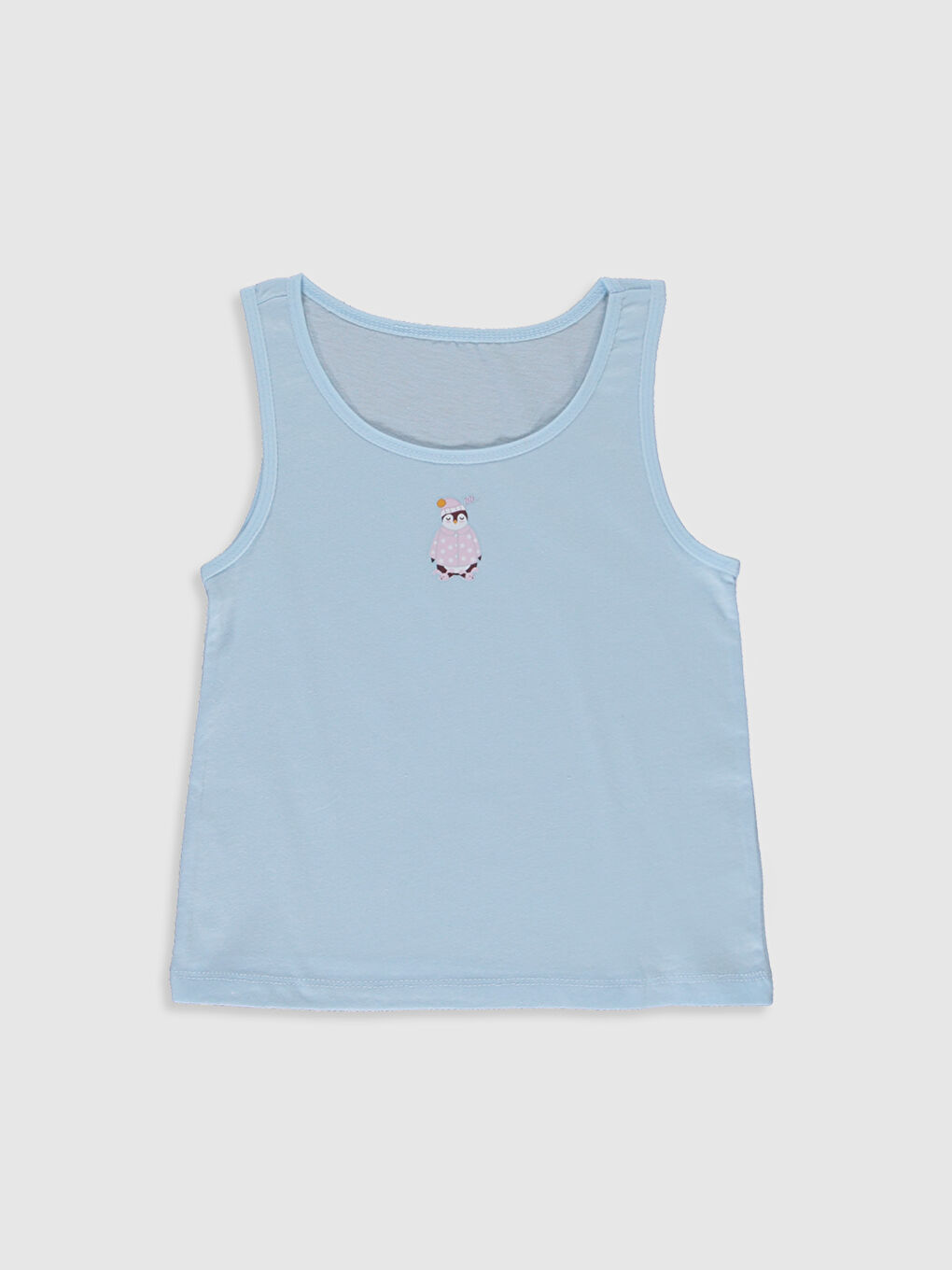 Mavi Bisiklet Yaka Baskılı Kız Çocuk Atlet 2'li-2