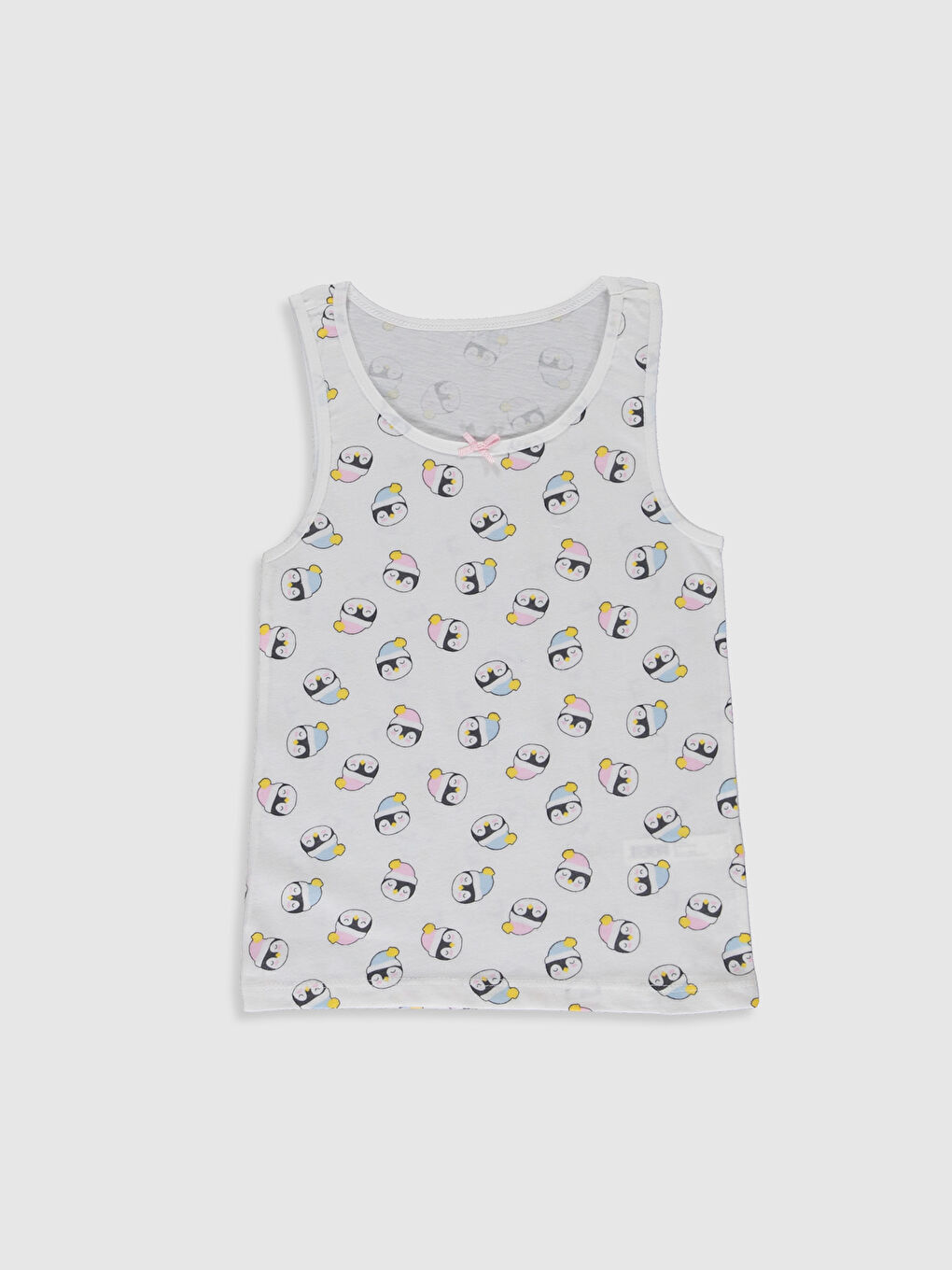 Mavi Bisiklet Yaka Baskılı Kız Çocuk Atlet 2'li-3