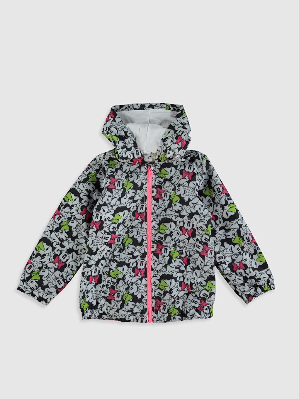 Beyaz Kapüşonlu Uzun Kollu Kız Çocuk Mont