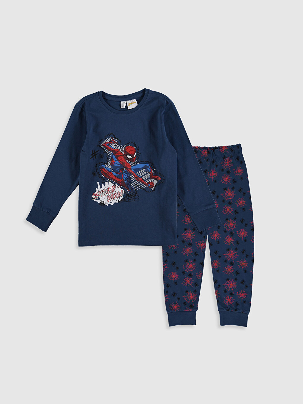 Lacivert Bisiklet Yaka Uzun Kollu Erkek Çocuk Pijama Takım