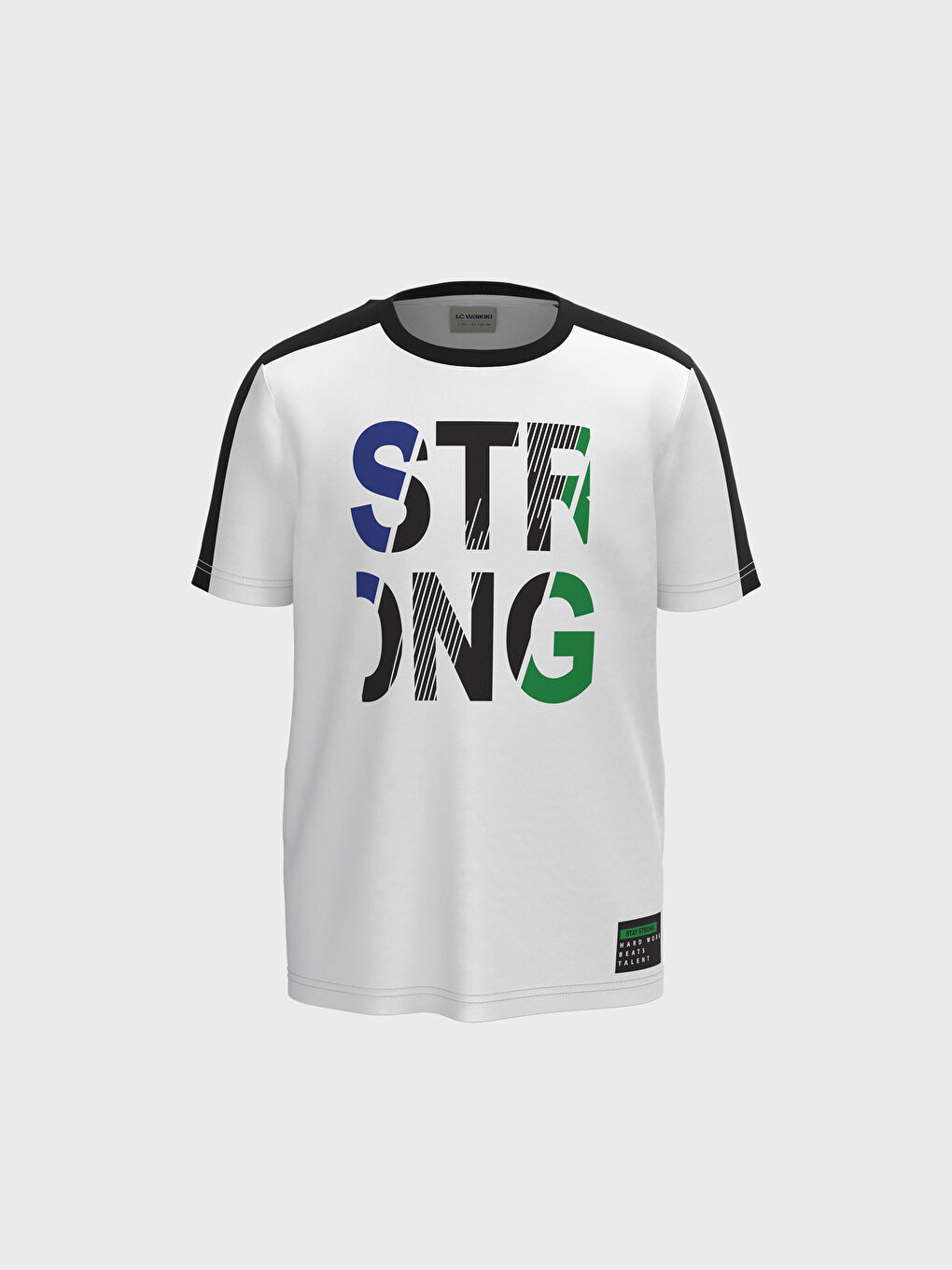 Beyaz Bisiklet Yaka Kısa Kollu Erkek Çocuk Tişört