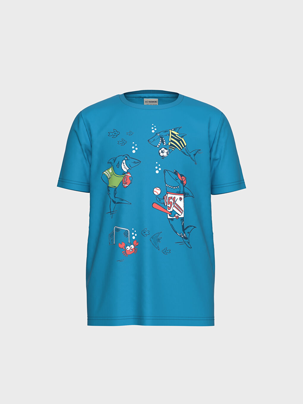 Turkuaz Erkek Çocuk Güneşte Renk Değiştiren Pamuklu Tişört