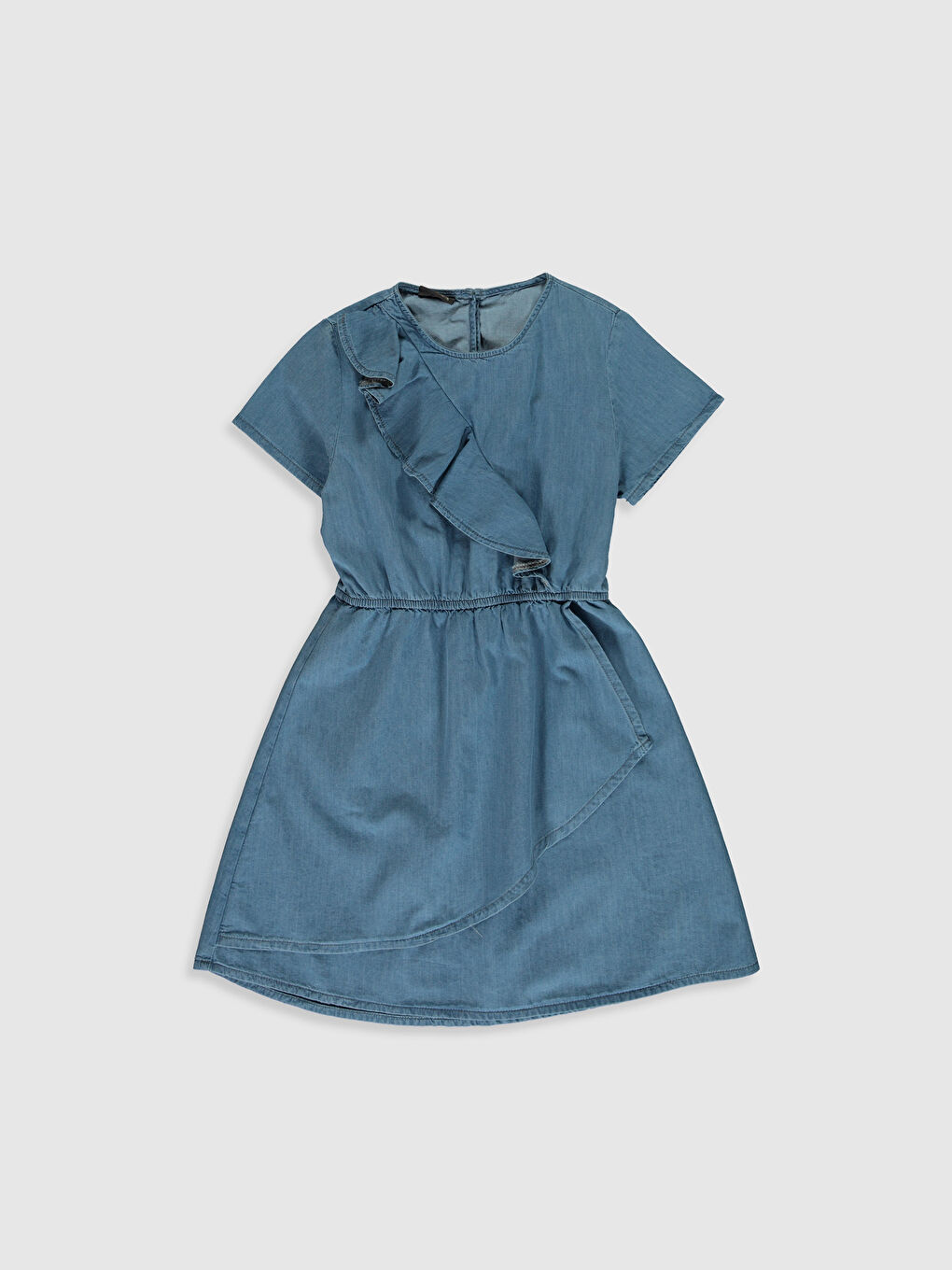 İndigo Kısa Kollu Kız Çocuk Jean Elbise