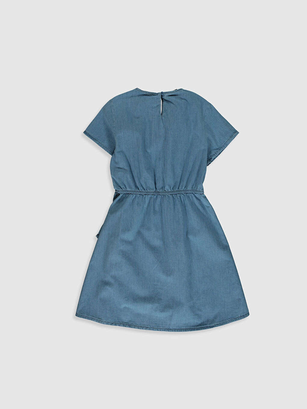 İndigo Kısa Kollu Kız Çocuk Jean Elbise-1