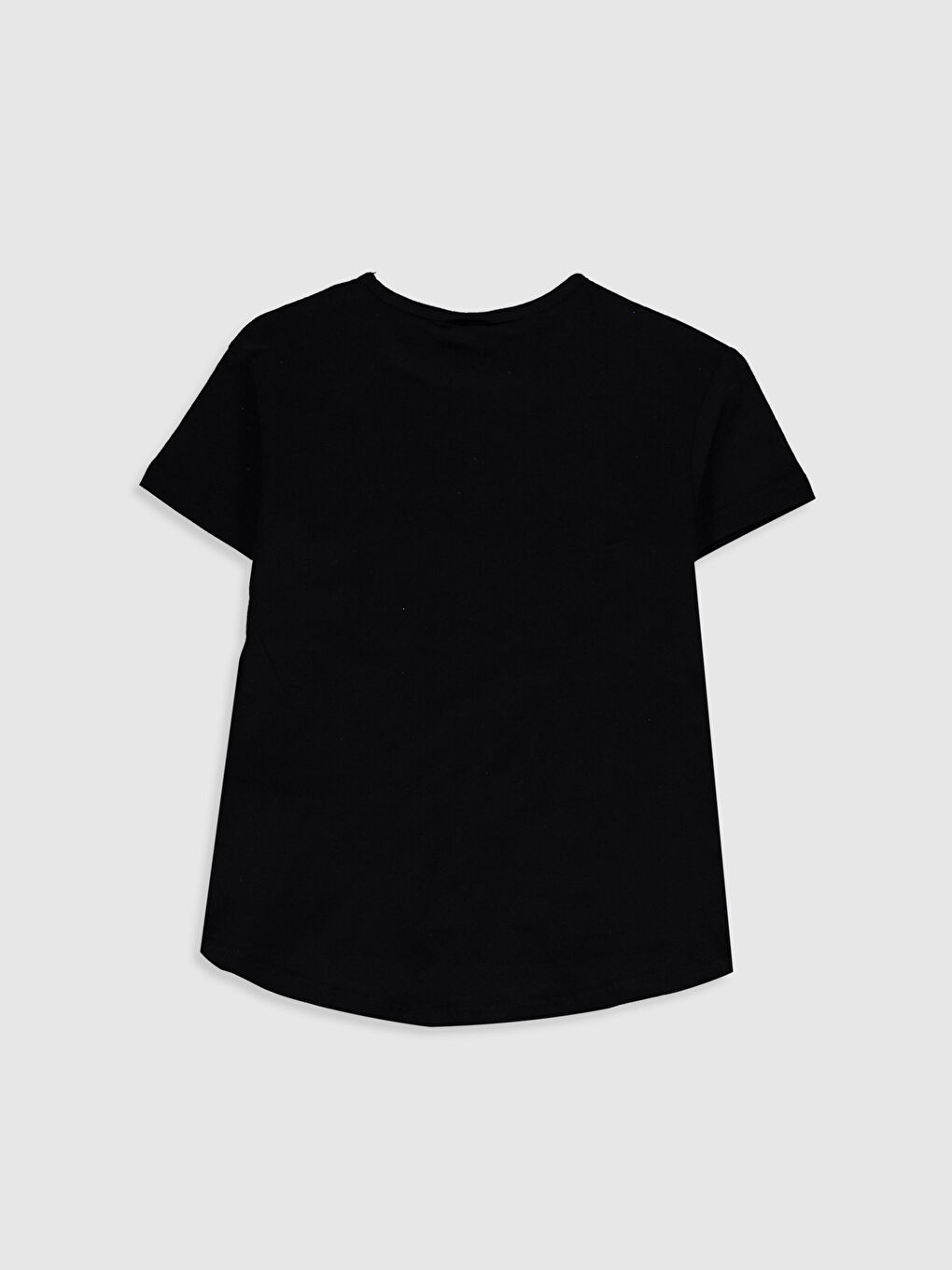 Siyah Bisiklet Yaka Kısa Kollu Kız Çocuk Tişört-1