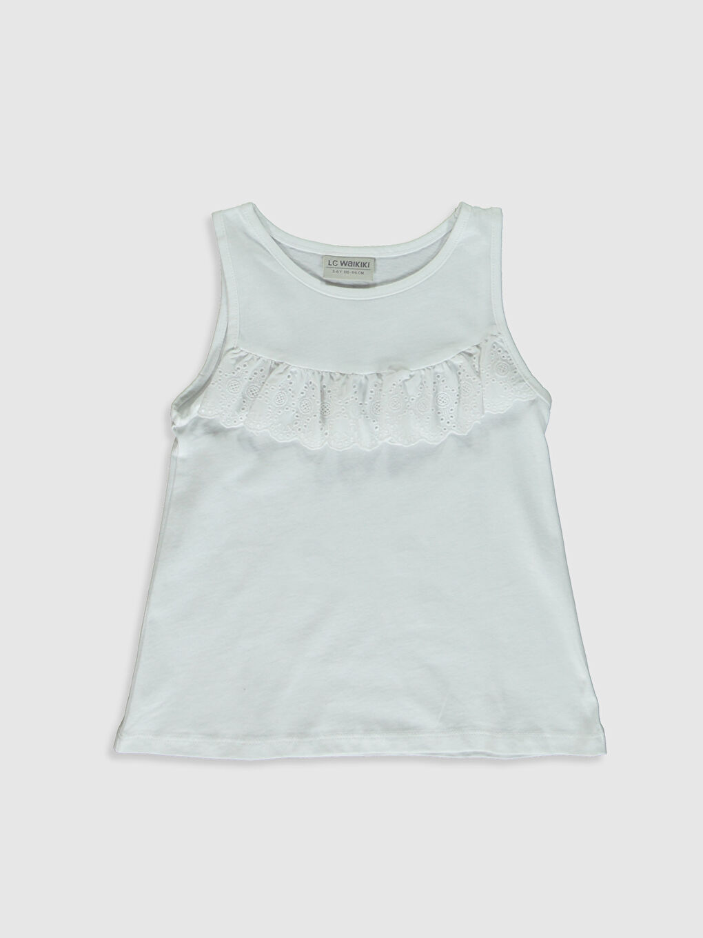 Beyaz Bisiklet Yaka Kız Çocuk Atlet