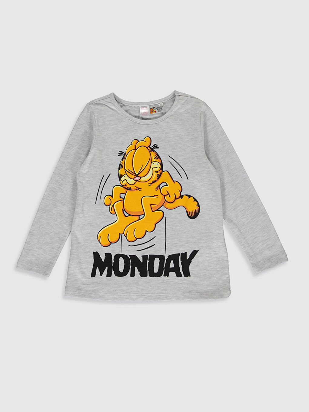 Gri Bisiklet Yaka Uzun Kollu Kız Çocuk Pijama Takım-2