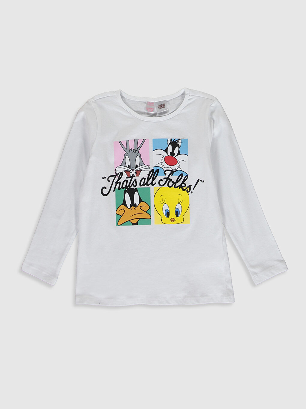 LCW Kids Optik Beyaz Bisiklet Yaka Uzun Kollu Kız Çocuk Pijama Takım - 2