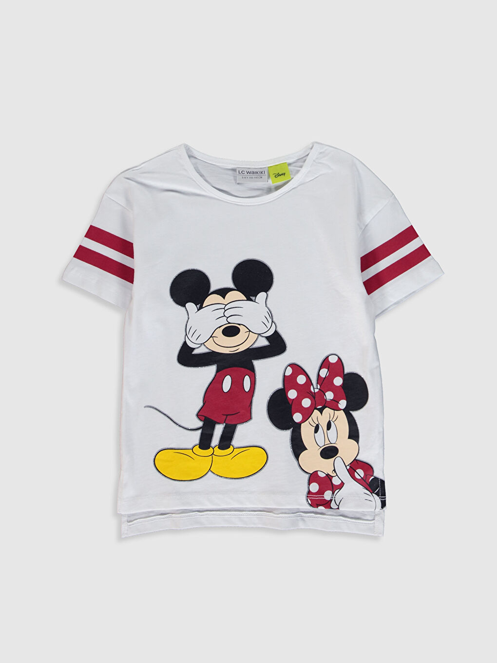 LCW Kids Optik Beyaz Bisiklet Yaka Minnie Mouse Baskılı Kısa Kollu Kız Çocuk Tişört ve Tayt - 2