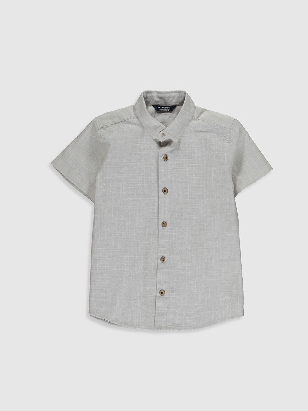 Bej Erkek Çocuk Desenli Pamuklu Gömlek