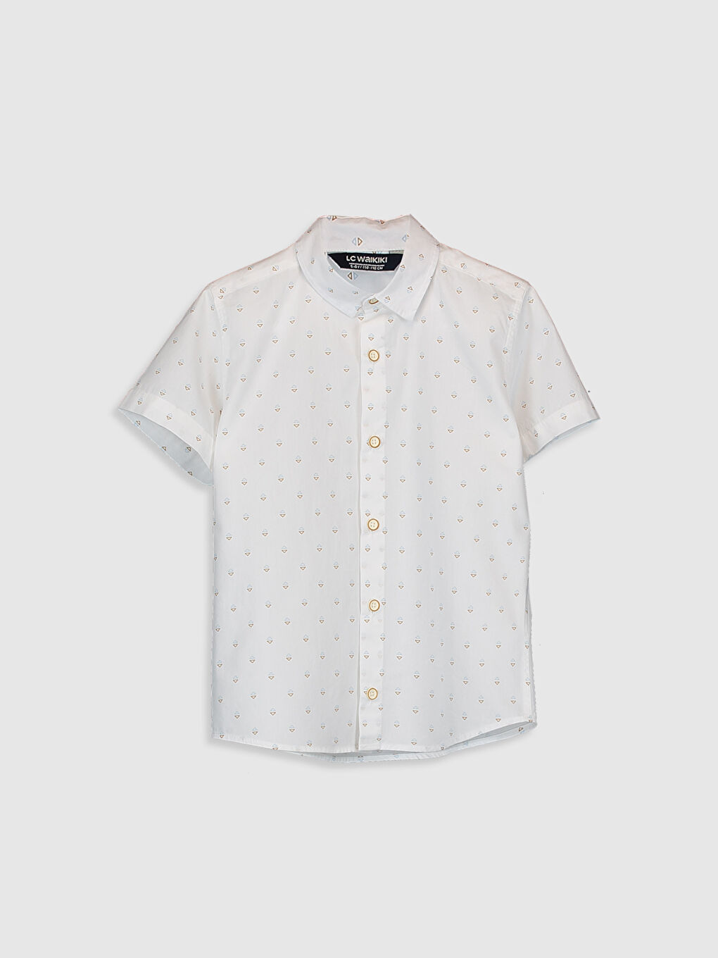 Ekru Erkek Çocuk Desenli Pamuklu Gömlek