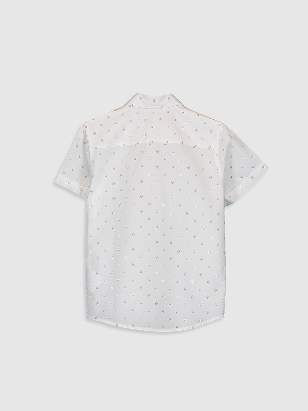 Ekru Erkek Çocuk Desenli Pamuklu Gömlek-1