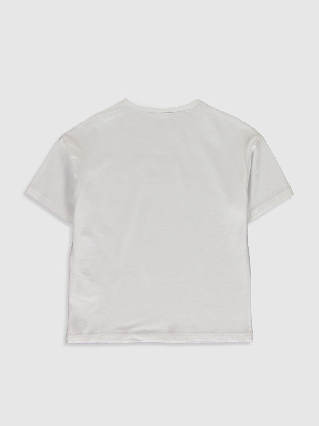 Beyaz Bisiklet Yaka Atatürk İmza Baskılı Kısa Kollu Kız Çocuk Tişört-1