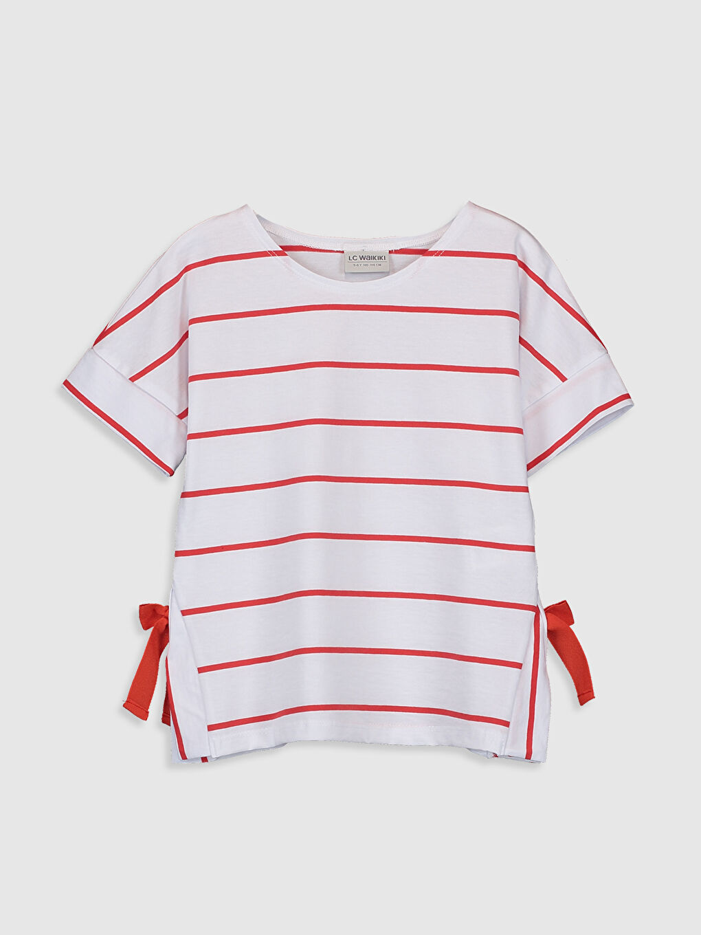 Футболка для дівчаток з круглим вирізом горловини, смугаста, короткий рукав