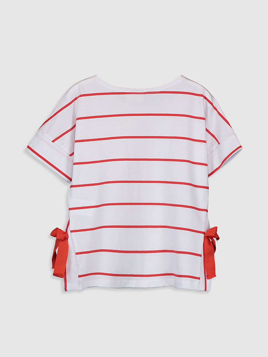 Футболка для дівчаток з круглим вирізом горловини, смугаста, короткий рукав-1