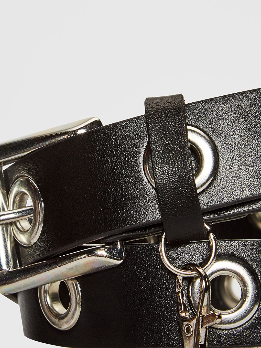 Siyah Kız Çocuk Kuş Gözü Detaylı Zincirli Kemer-2