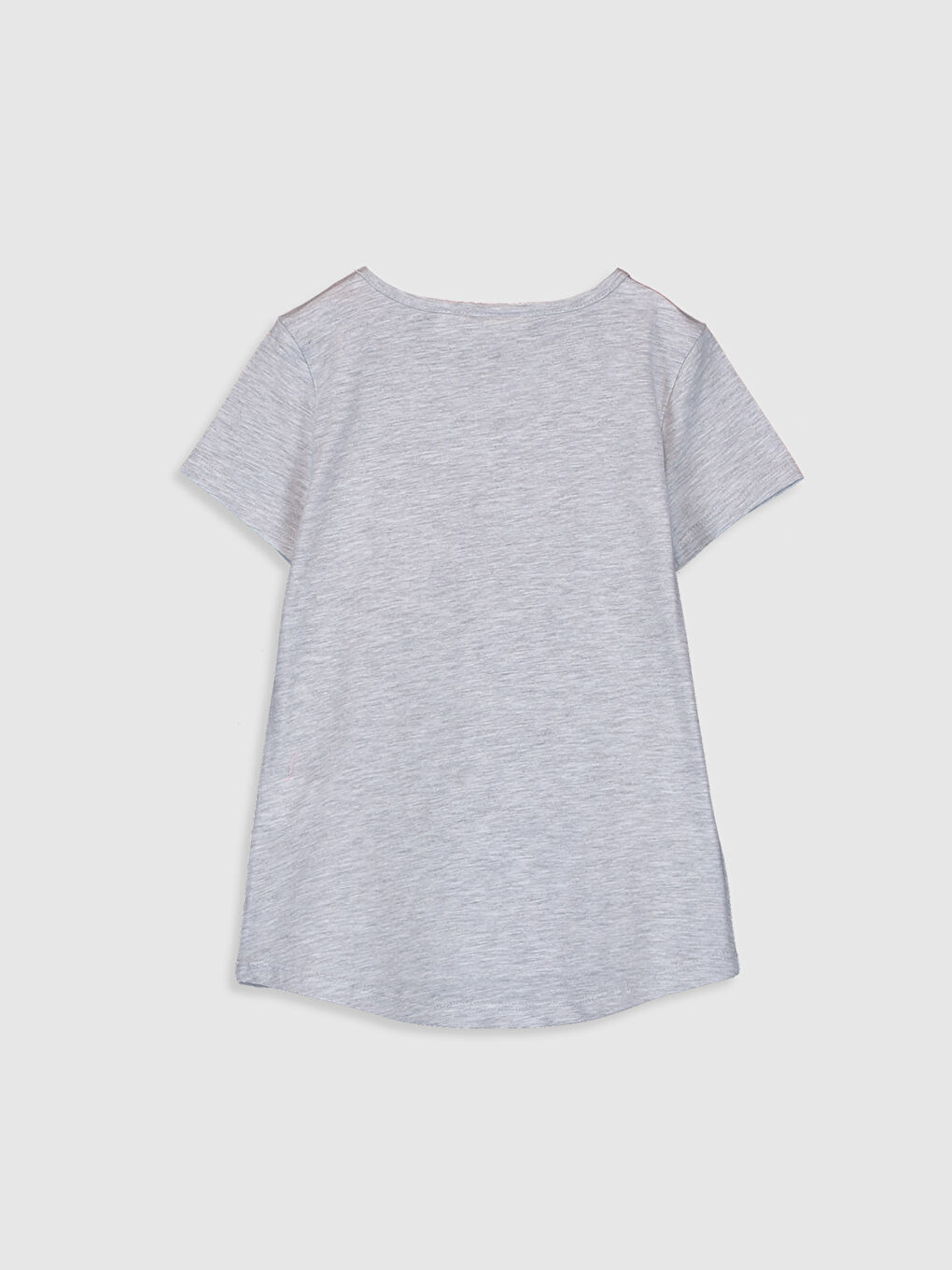 Gri Bisiklet Yaka Kısa Kollu Kız Çocuk Tişört-1