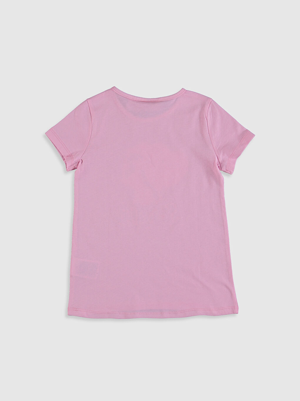 Pembe Bisiklet Yaka Kısa Kollu Kız Çocuk Tişört-1