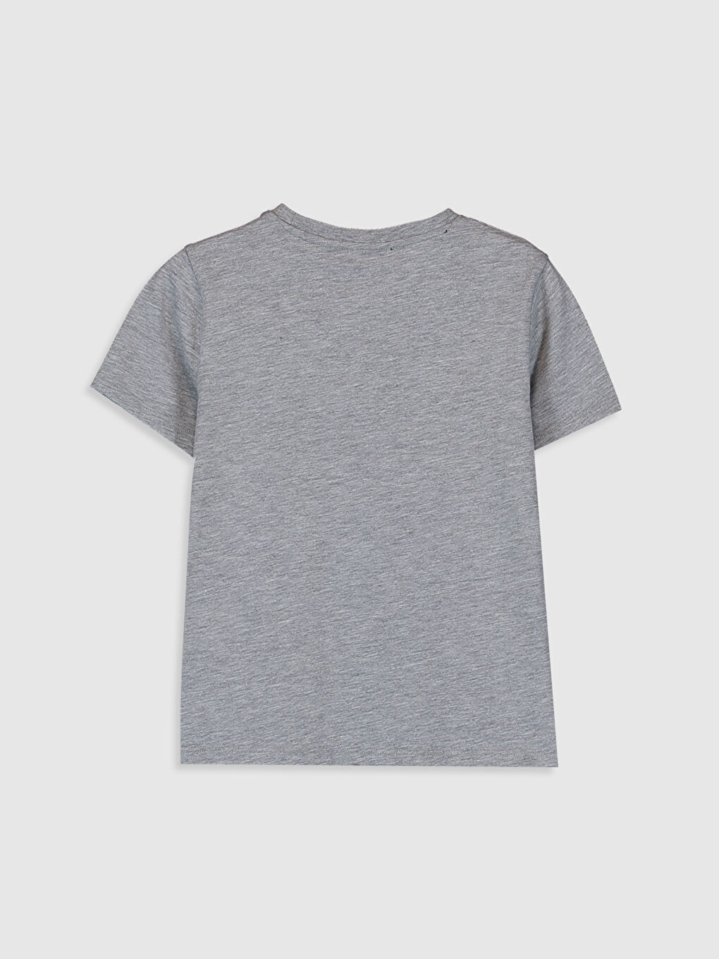 Gri Bisiklet Yaka Beşiktaş Baskılı Kısa Kollu Erkek Çocuk Taraftar Tişört-1