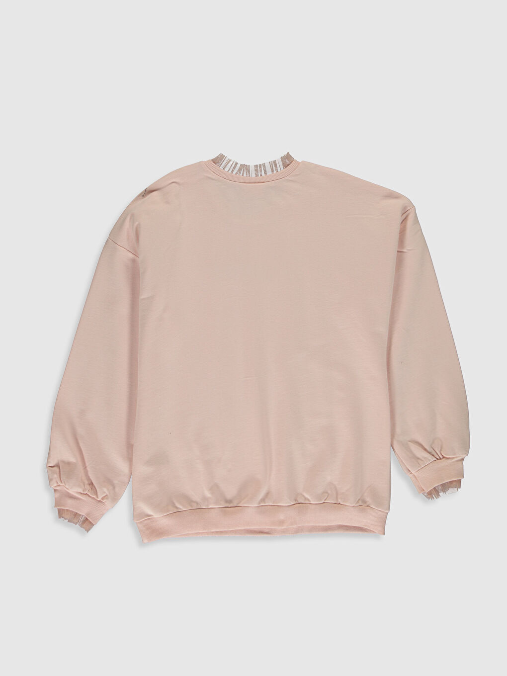 Pembe Bisiklet Yaka Uzun Kollu Kız Çocuk Sweatshirt-1