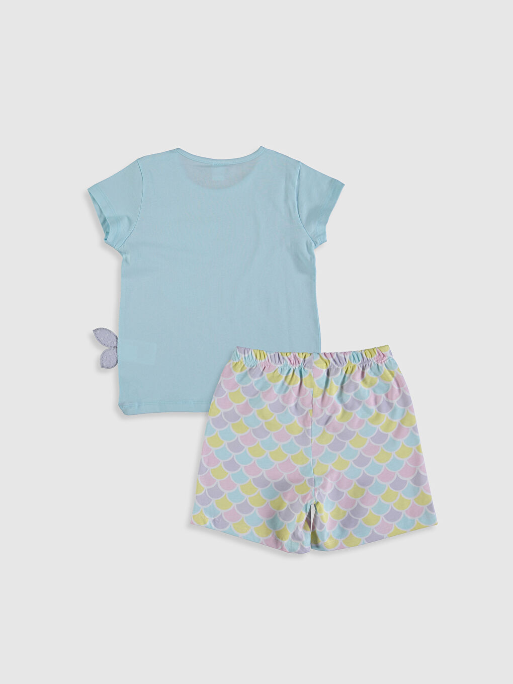 Mavi Bisiklet Yaka Kısa Kollu Kız Çocuk Pijama Takım-1