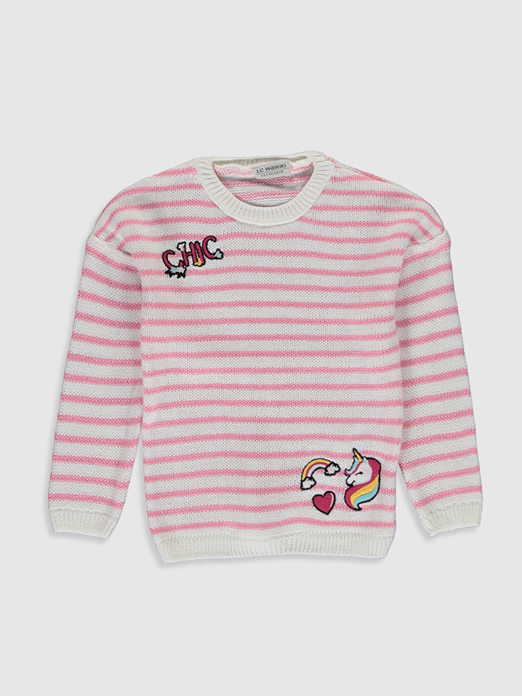 Pembe Bisiklet Yaka Uzun Kollu Kız Çocuk Kazak