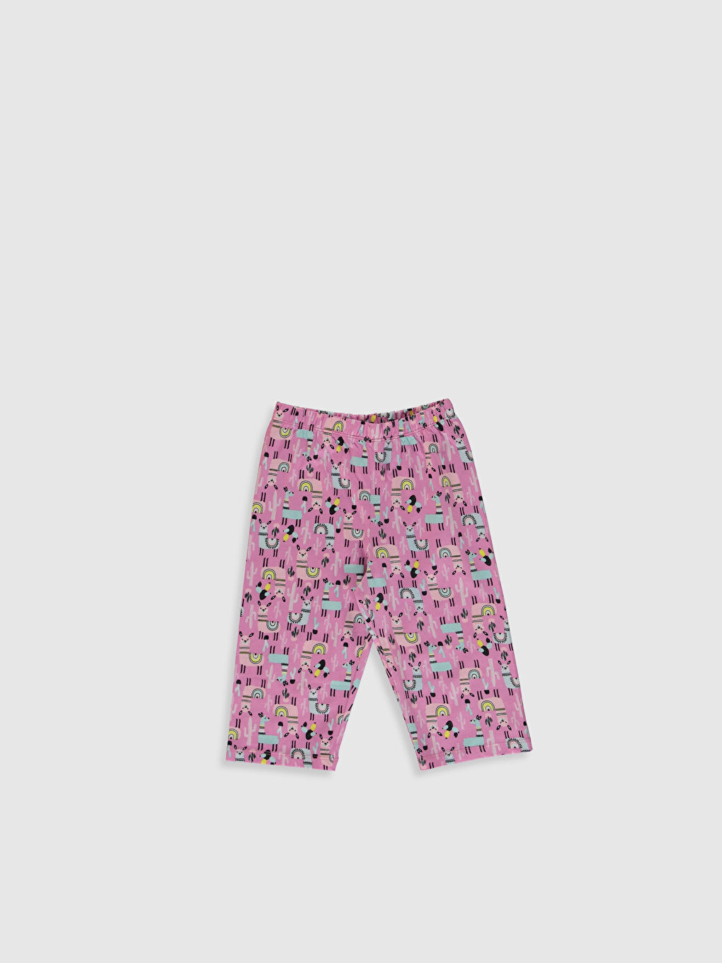 Ekru Bisiklet Yaka Kısa Kollu Kız Çocuk Pijama Takım-3