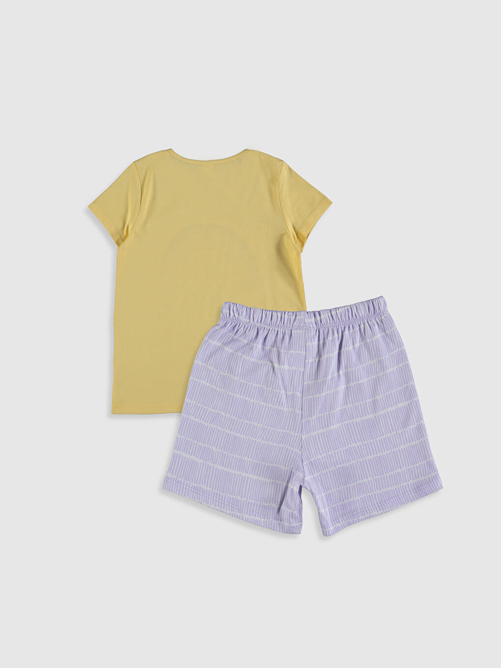 Sarı Bisiklet Yaka Kısa Kollu Kız Çocuk Pijama Takım-1