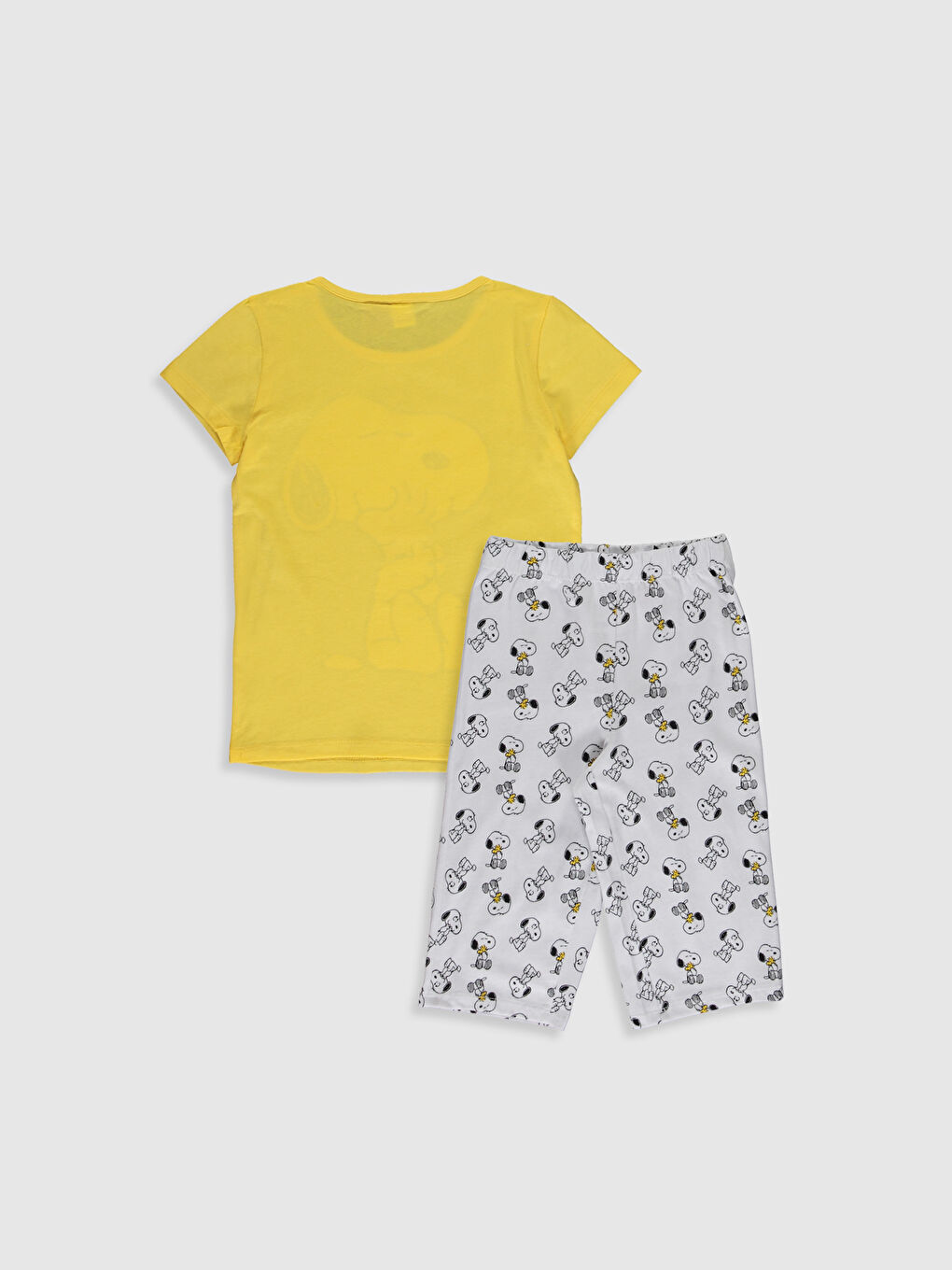 Sarı Bisiklet Yaka Kısa Kollu Kız Çocuk Pijama Takım-1